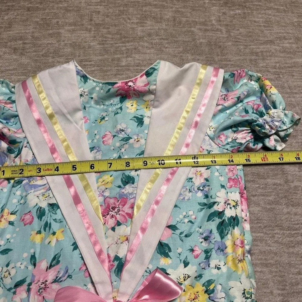 Vintage Carter's Floral Dress Size 6 Made in USA 1983 Ribbon Trim Bow‎